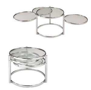 English Elm Modern Nesting Glass Coffee Table Set with Chrome Frame for Living Room Entertaining B091119900