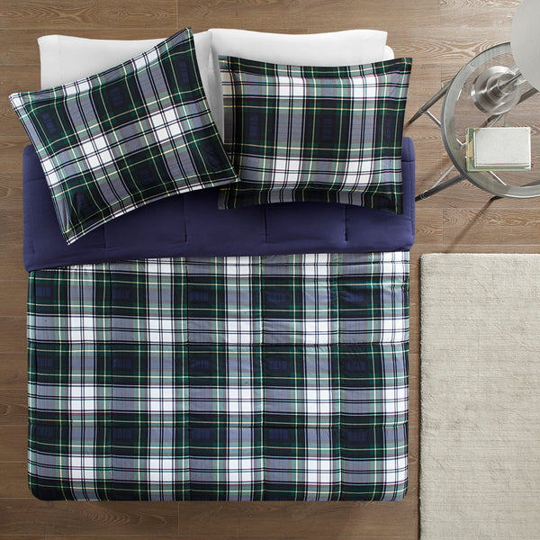 English Elm Full/Queen Parkston 3M Scotchgard Plaid Comforter Set – OEKO-TEX Antimicrobial, Moisture-Wicking Luxury B03595028
