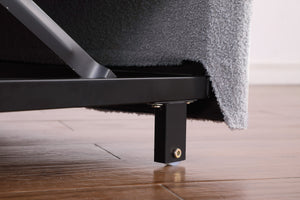 English Elm 3 Adjustable Backrest Sleeper Sofa Bed with Pull-Out Chaise and Convertible Futon for Small Spaces Grey Mix W1420111778