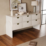 Hearth and Haven Retro Style Rubber Wood Veneer Six-Drawer Dresser Sideboard Cabinet Console Table Sofa Table Ample Storage Spaces For Living Room, Children'S Room, Adult Room, Antique White WF303668AAK