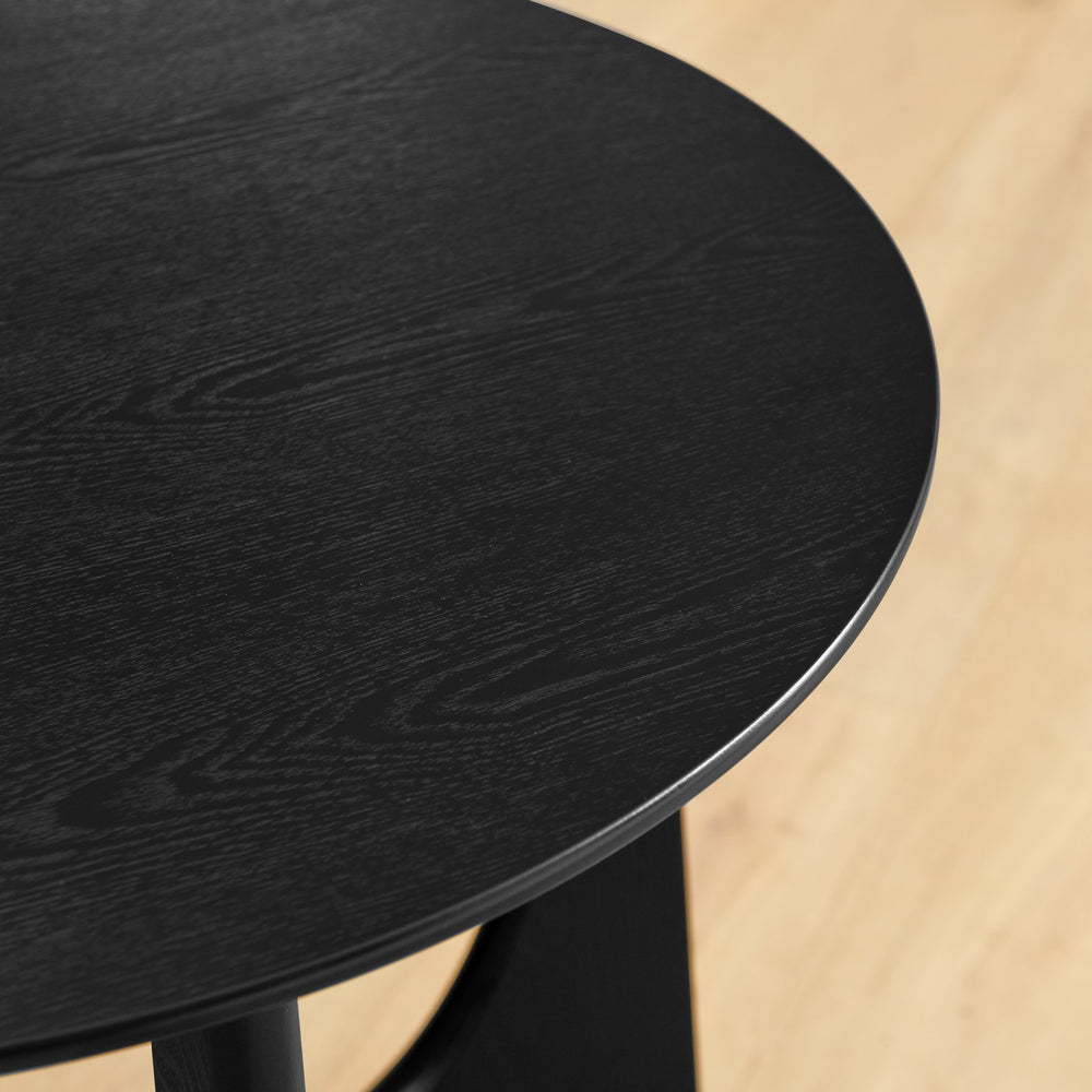 English Elm 25" Round End Table with Brushed Black Wood Grain Top, Cross-Design Legs, Adjustable Feet, Modern Accent W1801109474