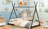 Hearth and Haven Twin House Bed with Triangle Structure, Black