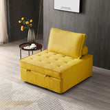 Christopher Knight Home® - Noble House - Multipurpose Linen Fabric Ottoman Lazy Sofa Pulling Out Sofa Bed (Yellow)