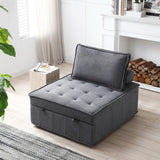 Christopher Knight Home® - Noble House - Multipurpose Linen Fabric Ottoman Lazy Sofa Pulling Out Sofa Bed (Dark Grey)