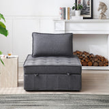 Christopher Knight Home® - Noble House - Multipurpose Linen Fabric Ottoman Lazy Sofa Pulling Out Sofa Bed (Dark Grey)