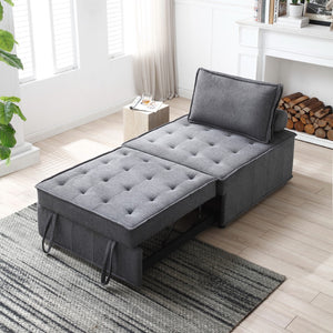 Christopher Knight Home® - Noble House - Multipurpose Linen Fabric Ottoman Lazy Sofa Pulling Out Sofa Bed (Dark Grey)