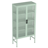 Hearth and Haven Zine Storage Cabinet with 2 Fluted Tempered Glass Doors and Adjustable Shelves, Mint Green W1673106107