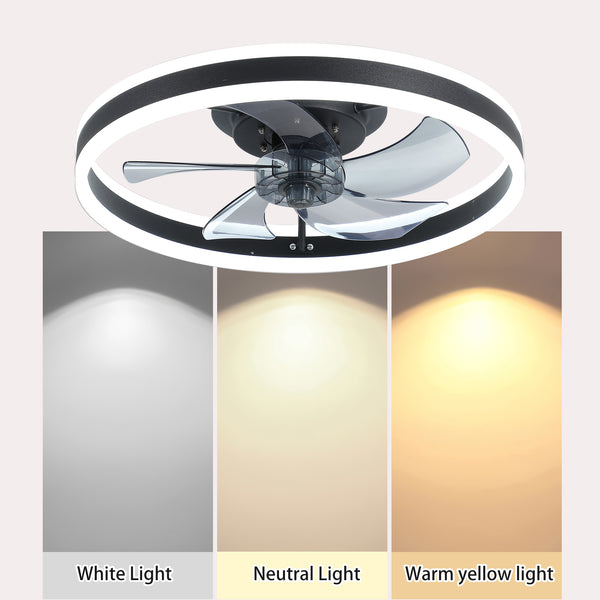 English Elm Ceiling Fan with Lights Dimmable LED featuring 5 Smoke Ash Blades, DC Motor, Remote, Timer, Quick-Fit Black W1340103783