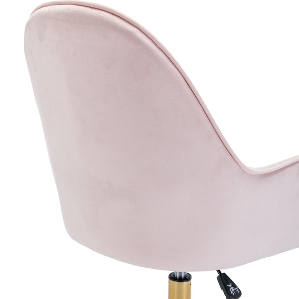 English Elm Velvet Swivel Desk Chair Pink Glam Gold Base Cushioned Seat for Vanity or Office W1733110162