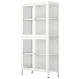 White Glass Door Storage Cabinet, Adjustable Shelves, Elegant Design | 59.06