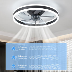English Elm Ceiling Fan with Lights Dimmable LED featuring 5 Smoke Ash Blades, DC Motor, Remote, Timer, Quick-Fit Black W1340103783