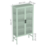 Hearth and Haven Zine Storage Cabinet with 2 Fluted Tempered Glass Doors and Adjustable Shelves, Mint Green W1673106107