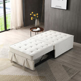 English Elm Multipurpose Linen Fabric Ottoman Lazy Sofa Pulling Out Sofa Bed (Beige)