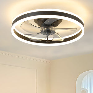 English Elm Ceiling Fan with Lights Dimmable LED featuring 5 Smoke Ash Blades, DC Motor, Remote, Timer, Quick-Fit Black W1340103783