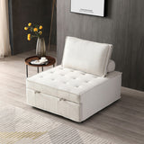 English Elm Multipurpose Linen Fabric Ottoman Lazy Sofa Pulling Out Sofa Bed (Beige)