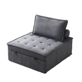 Christopher Knight Home® - Noble House - Multipurpose Linen Fabric Ottoman Lazy Sofa Pulling Out Sofa Bed (Dark Grey)