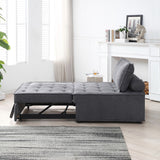 Christopher Knight Home® - Noble House - Multipurpose Linen Fabric Ottoman Lazy Sofa Pulling Out Sofa Bed (Dark Grey)