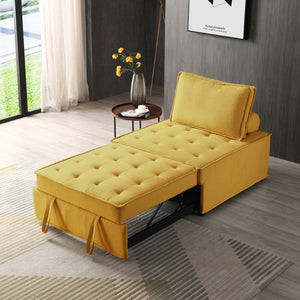 Christopher Knight Home® - Noble House - Multipurpose Linen Fabric Ottoman Lazy Sofa Pulling Out Sofa Bed (Yellow)