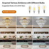 English Elm (Same As W1340102252/L5001) Gold Crystal Chandeliers,5-Tier Round Semi Flush Mount Chandelier Light Fixture,Large Contemporary Luxury Ceiling Lighting For Living Room Dining Room Bedroom Hallway