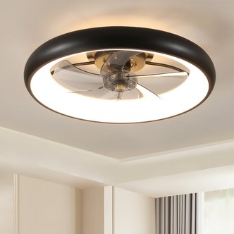 English Elm Ceiling Fan with Lights Dimmable LED featuring 5 Smoke Ash Blades, DC Motor, Remote, Timer, Quick-Fit Black White W1340103791