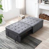 Christopher Knight Home® - Noble House - Multipurpose Linen Fabric Ottoman Lazy Sofa Pulling Out Sofa Bed (Dark Grey)