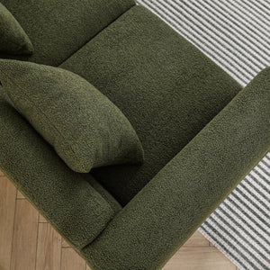 English Elm 60inch Teddy Fabric Art Deco Sectional Sofa Deep Plush Seating with Gold Metal Legs W834S00554