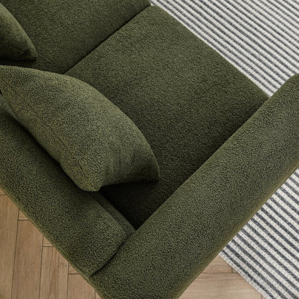 English Elm 60inch Teddy Fabric Art Deco Sectional Sofa Deep Plush Seating with Gold Metal Legs W834S00554