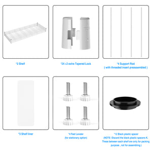English Elm 3 3-Tier Heavy Duty Wire Shelving Unit, NSF Certified 1050 lb Capacity, Adjustable Shelves & Feet White W155091054
