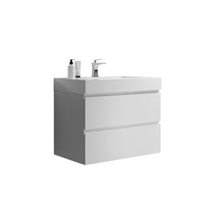 English Elm Alice 30" White Floating Bathroom Vanity With Large Storage & Seamless Sink - Modern Elegance Redefined W1865S00179