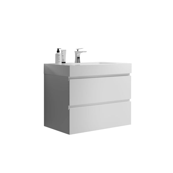 English Elm Alice 30" White Floating Bathroom Vanity With Large Storage & Seamless Sink - Modern Elegance Redefined W1865S00179