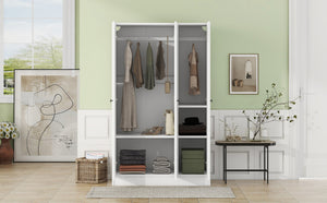English Elm 3-door Shutter Panel Wardrobe with Rail and Shelves for Modern Bedroom Storage LP006004AAK