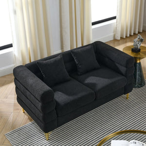 English Elm [video] Chesterfield 3 Seater Velvet Sofa Tufted Button Back with Nailhead Trim for Living Room W834S00649