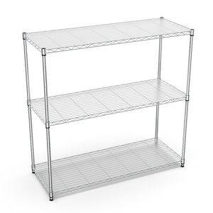 English Elm 3 3-Tier Heavy Duty Wire Shelving Unit, NSF Certified 1050 lb Capacity, Adjustable Shelves & Feet Chrome W155091055