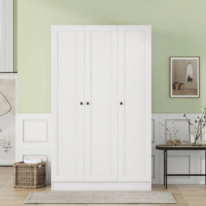 English Elm 3-door Shutter Panel Wardrobe with Rail and Shelves for Modern Bedroom Storage LP006004AAK