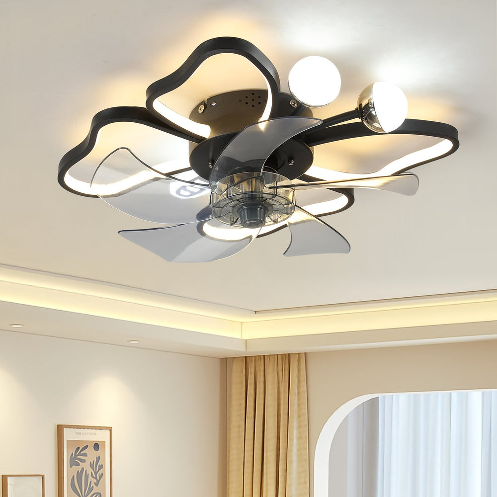 English Elm 19.7 Inch Light Ceiling Fan with Dimmable 24W LED, Remote, Timer, Quiet Modern Butterfly Black W1340103802