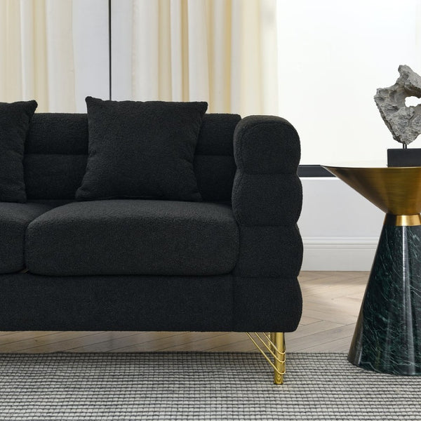 English Elm [video] Chesterfield 3 Seater Velvet Sofa Tufted Button Back with Nailhead Trim for Living Room W834S00649