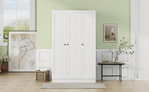 English Elm 3-door Shutter Panel Wardrobe with Rail and Shelves for Modern Bedroom Storage LP006004AAK