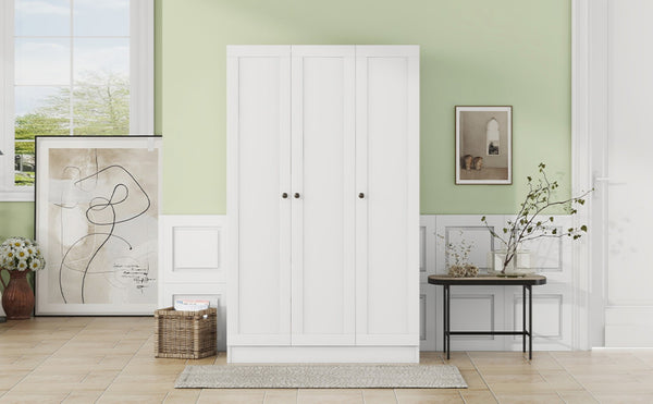 English Elm 3-door Shutter Panel Wardrobe with Rail and Shelves for Modern Bedroom Storage LP006004AAK