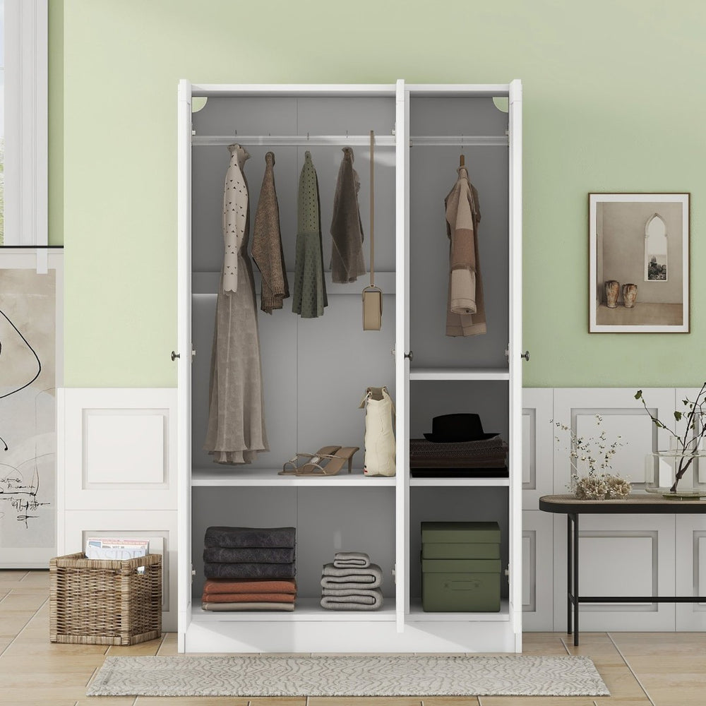 English Elm 3-door Shutter Panel Wardrobe with Rail and Shelves for Modern Bedroom Storage LP006004AAK