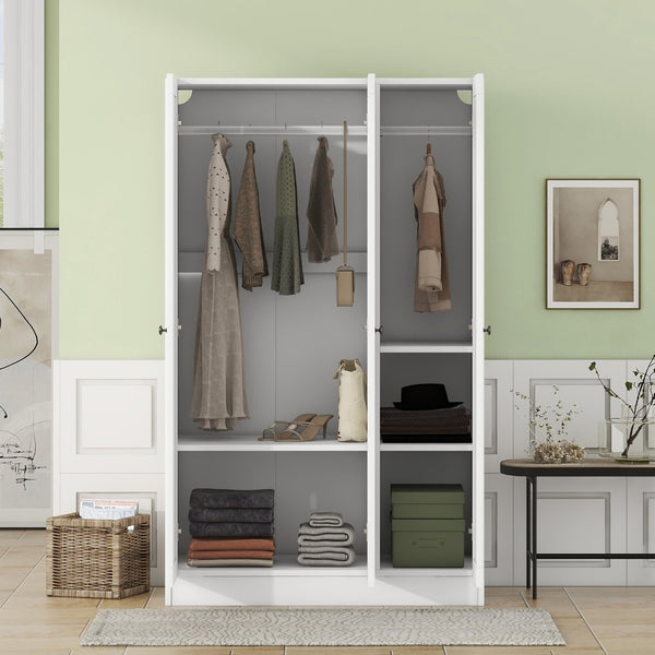 English Elm 3-door Shutter Panel Wardrobe with Rail and Shelves for Modern Bedroom Storage LP006004AAK
