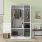 Hearth and Haven 3 Doors Wardrobe with Shelves, White