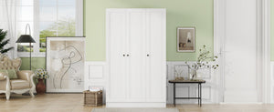 English Elm 3-door Shutter Panel Wardrobe with Rail and Shelves for Modern Bedroom Storage LP006004AAK