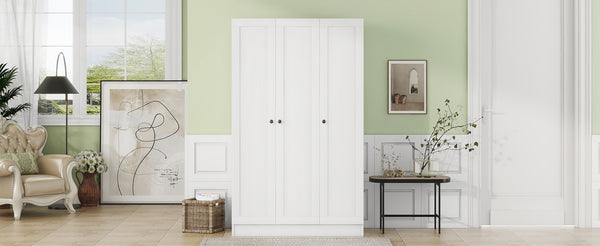 English Elm 3-door Shutter Panel Wardrobe with Rail and Shelves for Modern Bedroom Storage LP006004AAK