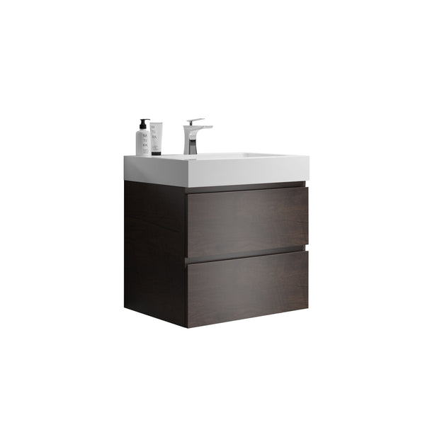 English Elm Alice 24" Floating Bathroom Vanity With Large Storage & Glossy White Sink - Modern Eco-Friendly Design W1865S00016