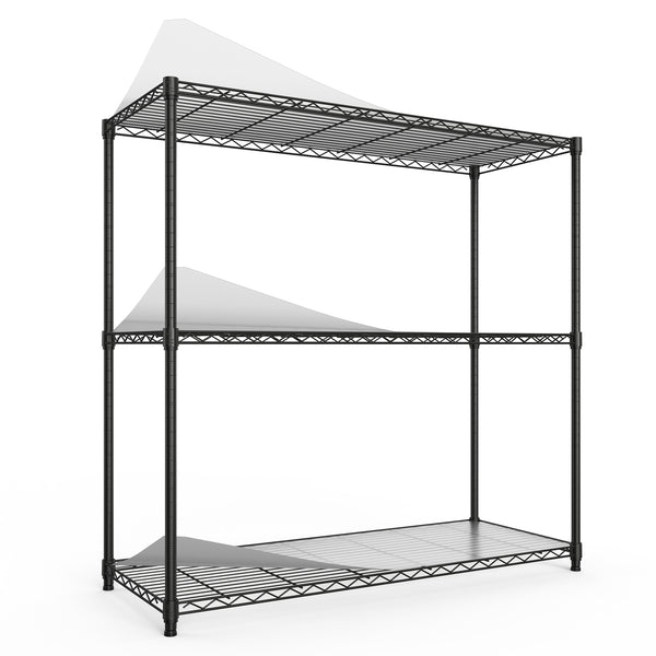 English Elm 3 3-Tier Heavy Duty Wire Shelving Unit, NSF Certified 1050 lb Capacity, Adjustable Shelves & Feet Black W155091053