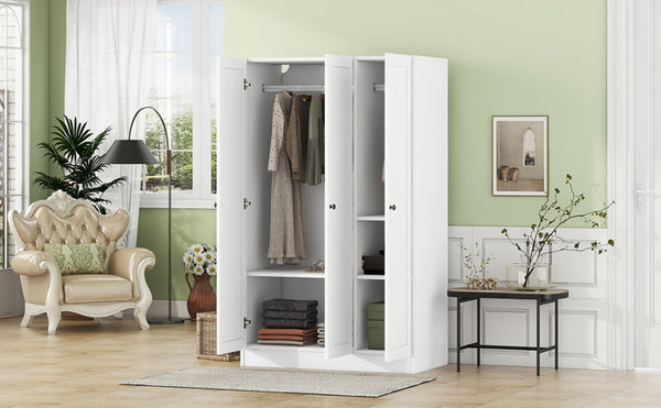 English Elm 3-door Shutter Panel Wardrobe with Rail and Shelves for Modern Bedroom Storage LP006004AAK