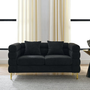 English Elm [video] Chesterfield 3 Seater Velvet Sofa Tufted Button Back with Nailhead Trim for Living Room W834S00649