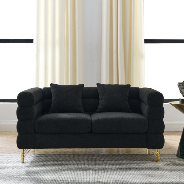 English Elm [video] Chesterfield 3 Seater Velvet Sofa Tufted Button Back with Nailhead Trim for Living Room W834S00649