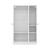 Hearth and Haven 3 Doors Wardrobe with Shelves, White