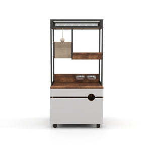 English Elm Corner Cat Tower with Feeding Cabinet Sisal Post and Climbing Platforms for Indoor Pets W1687106558